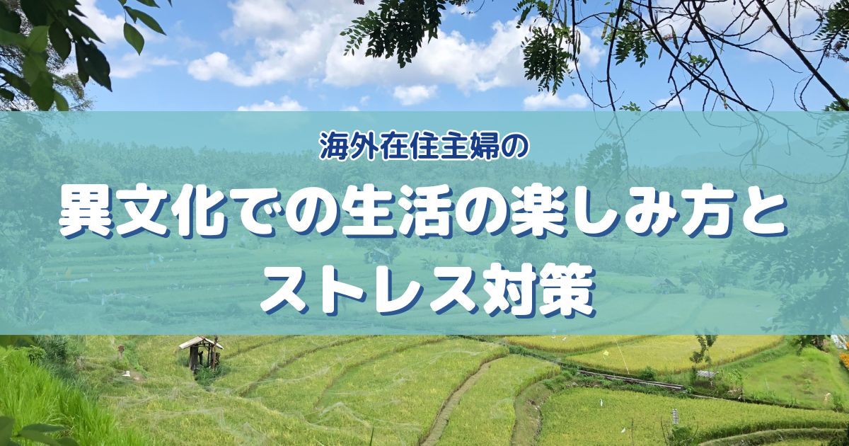 海外在住主婦のための異文化での生活の楽しみ方とストレス対策